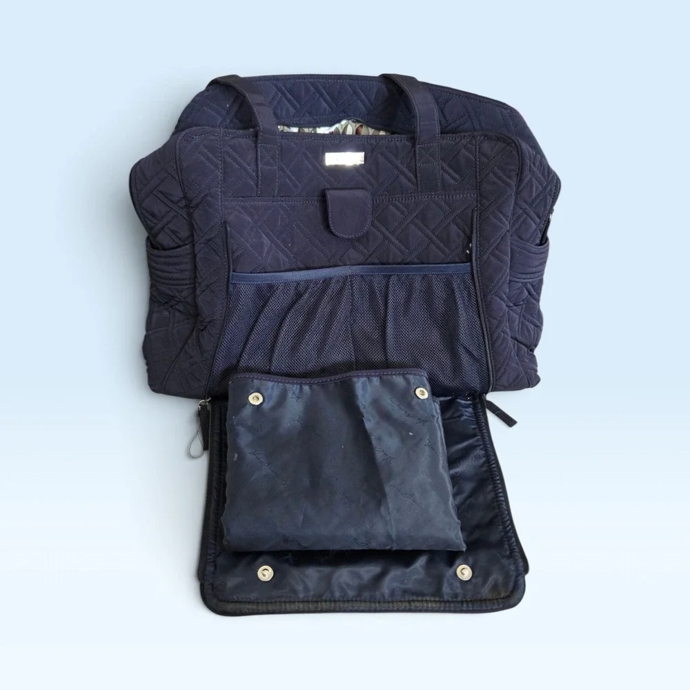 Vera Bradley Diaper Bag Navy Blue Quilted With Changing Pad